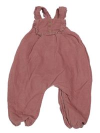 Starorůžové manšestrové laclové podšité kalhoty s volánky Next