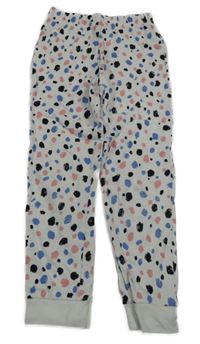 Bílo-růžovo-modro-černé vzorované pyžamové kalhoty Nutmeg