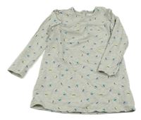 Světlešedé melírované šaty s motýlky a volánky impidimpi