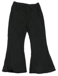 Černé žebrované flare kalhoty