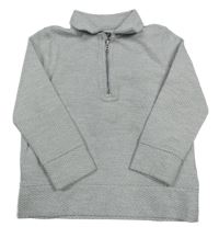 Světlešedá melírovaná vzorovaná mikina s límečkem F&F