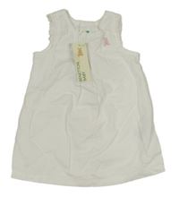 Nové - smetanové plátěné šaty se zajíčkem Benetton