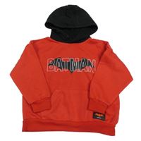 Červeno-černá mikina s Batmanem a kapsou a kapucí PRIMARK