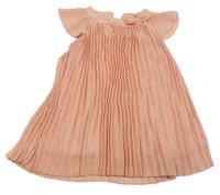 Broskvové plisované šaty s mašlí C&A