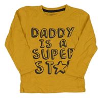 Hořčicové triko s nápisy PRIMARK