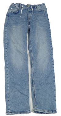 Modré plísňové relaxed fit waist tapered leg teplákové rifle H&M