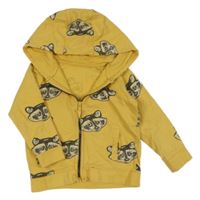 Okrová propínací mikina s mývaly a kapucí St. Bernard