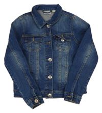 Tmavomodrá tepláková riflová crop bunda s límečkem alive