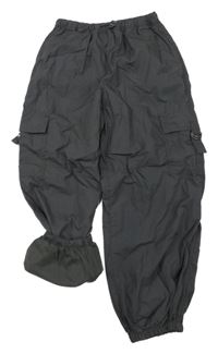 Tmavošedé cargo cuff plátěné podšité kalhoty Next
