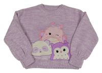 Fialovo-bílý melírovaný crop svetr s SQUISHMALLOWS Nutmeg