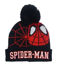 Černo-červená čepice se Spidermanem a bambulí Primark