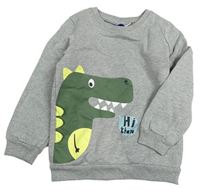 Šedá melírovaná mikina s dinosaurem Lupilu