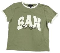 Khaki crop tričko s nápisem New Look
