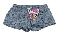 Modré plátěné kraťasy riflového vzhledu s Minnie Disney