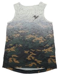 Bílo-army melírované ombré tílko s písmeny Primark