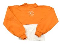 Oranžová crop mikina s nápisem a všitým topem River Island