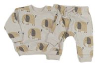 2set - Světlebéžová melírovaná mikina se slony + tepláky Matalan