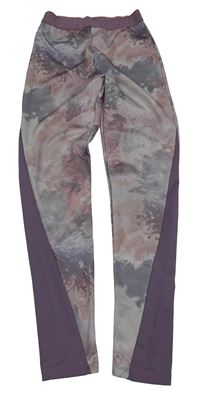 Starorůžovo-fialové vzorované sportovní legíny Nutmeg