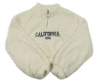 Krémová chlupatá crop mikina s nápisem Shein