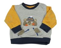 Šedo-okrová mikina s medvědem C&A