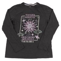 Antracitové triko se sluncem Primark