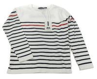 Nové - Bílo-černo-červený lehký svetr s pruhy Hublot