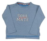 Modrá melírovaná mikina s nápisem Alive