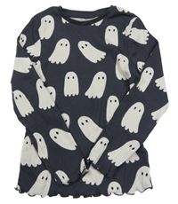Tmavošedé žebrované triko s duchy George