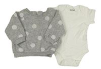 2set - Šedá melírovaná puntíkatá mikina + bílé body