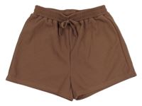 Hnědé žebrované kraťasy Shein