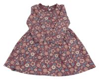 Vínové květované bavlněné šaty C&A