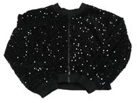 Černá sametovo/flitrová podšitá propínací mikina Young Idols