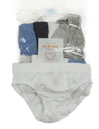 Nové - 10x slipy - 4x bílé + 2x tmavomodré + 2x šedé melírované + 2x modré melírované Primark