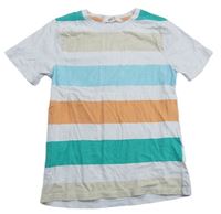 Bílé tričko s barevnými pruhy H&M