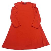 Červené žebrované šaty s volánky Matalan