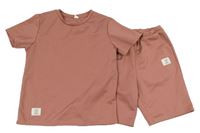 2 set - Starorůžové tričko s nášivkou + kraťasy shein