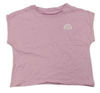 Světlerůžové crop tričko s duhou H&M