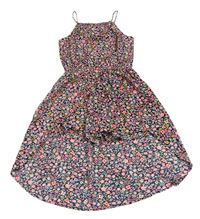Černo-růžový květovaný lehký šatový kraťasový overal H&M
