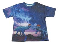 Tmavomodro-fialové tričko s dinosaury Nutmeg