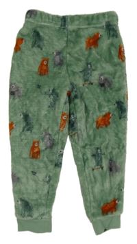 Zelené plyšové tepláky s medvědy zn. Nutmeg