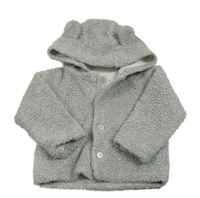 Šedá huňatá podšitá propínací mikina s kapucí M&S