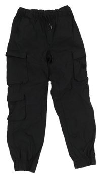 Černé šusťákové cuff kalhoty s kapsami Chapter young