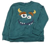 Tmavozelená mikina s příšerkou 