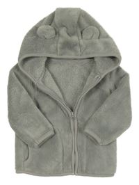 Šedá plyšová propínací mikina s kapucí 