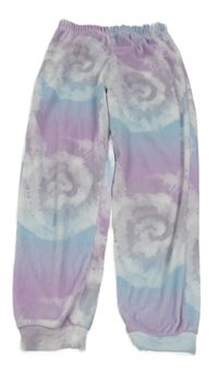 Lila-modré plyšové pyžamové kalhoty Tu