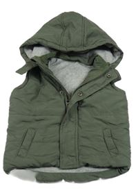 Tmavozelená šusťáková zateplená vesta s kapucí F&F