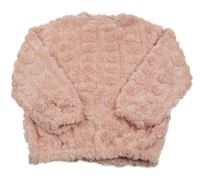 Růžová chlupatá mikina se srdíčky Shein