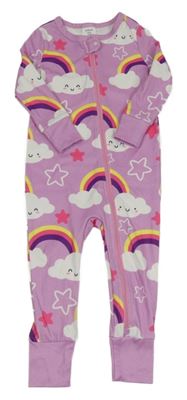 Fialový overal s mraky a duhami shein