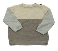 Hnědo-šedo-béžový svetr Zara