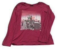 Fuchsiové triko s městem Page one young